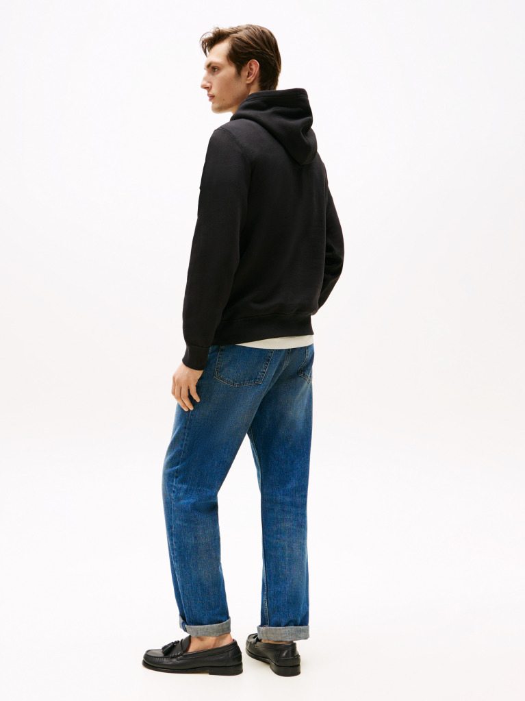 Black Drawstring Fleece Hoody  Men