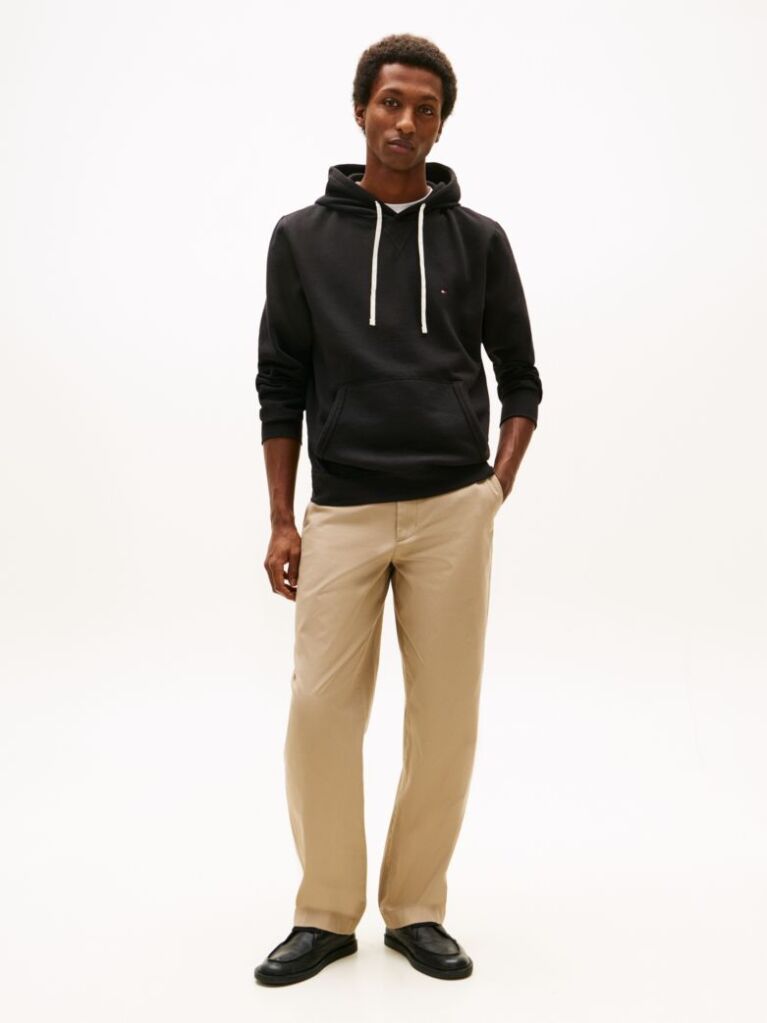 Black Drawstring Fleece Hoody  Men