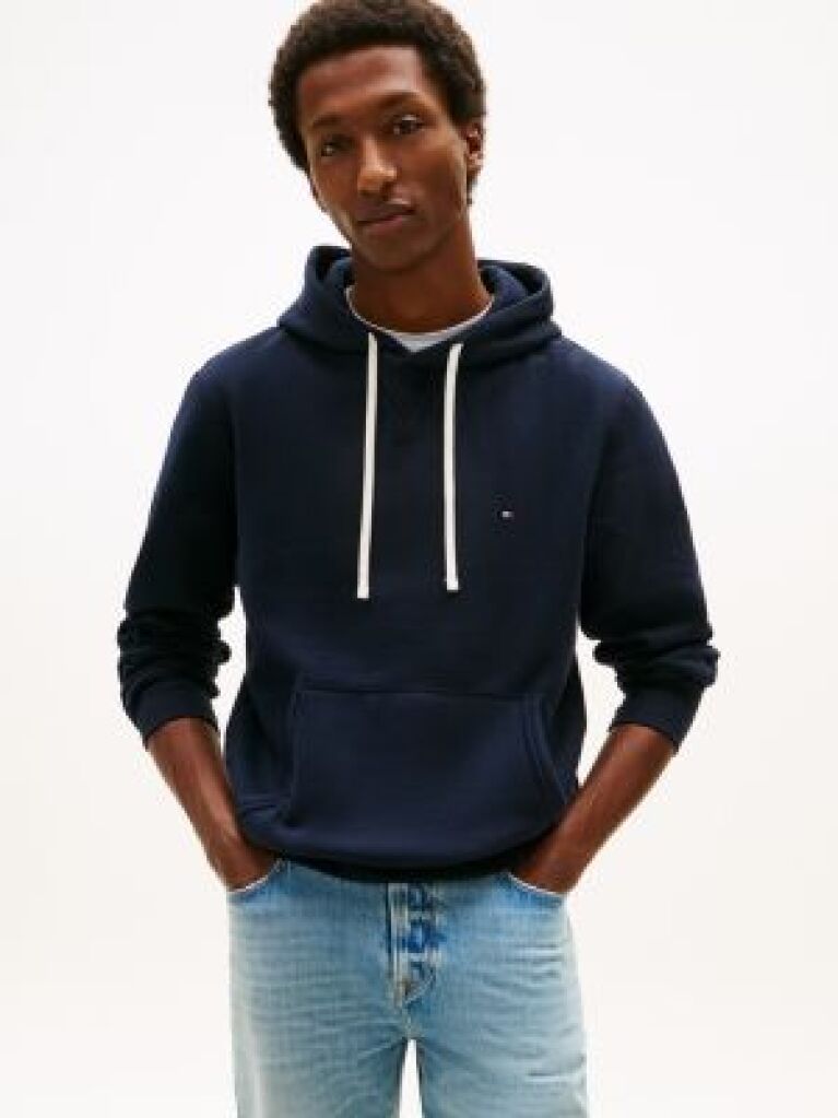 Blue Drawstring Fleece Hoody  Men