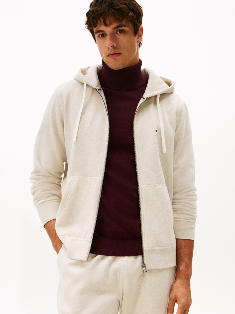 Beige Fleece Zip-Thru Hoody  Men