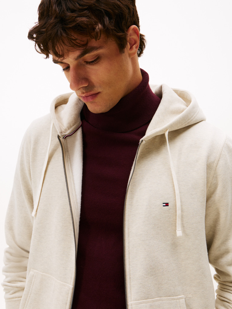 Beige Fleece Zip-Thru Hoody  Men