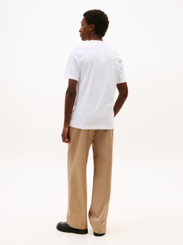 White Flag Embroidery Crew Neck T-Shirt  Men