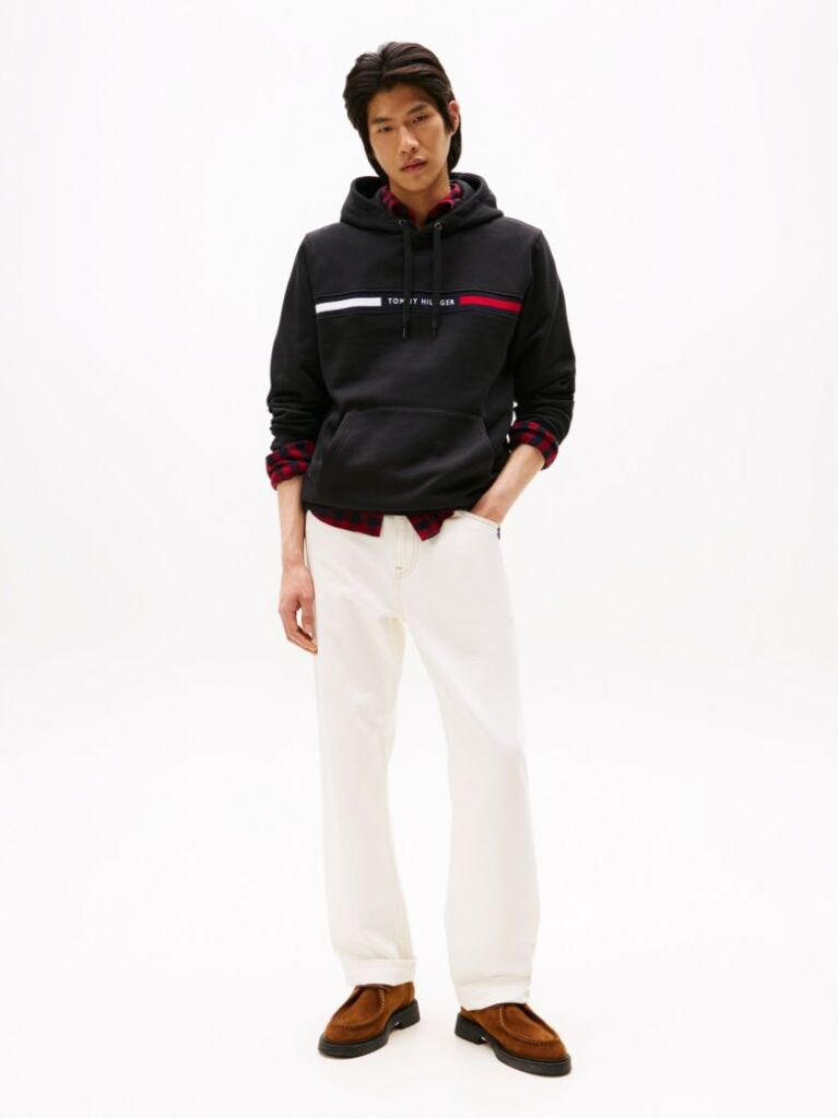 Black Logo Drawstring Hoody  Men