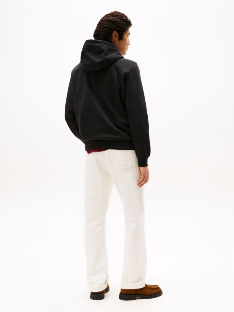 Black Logo Drawstring Hoody  Men