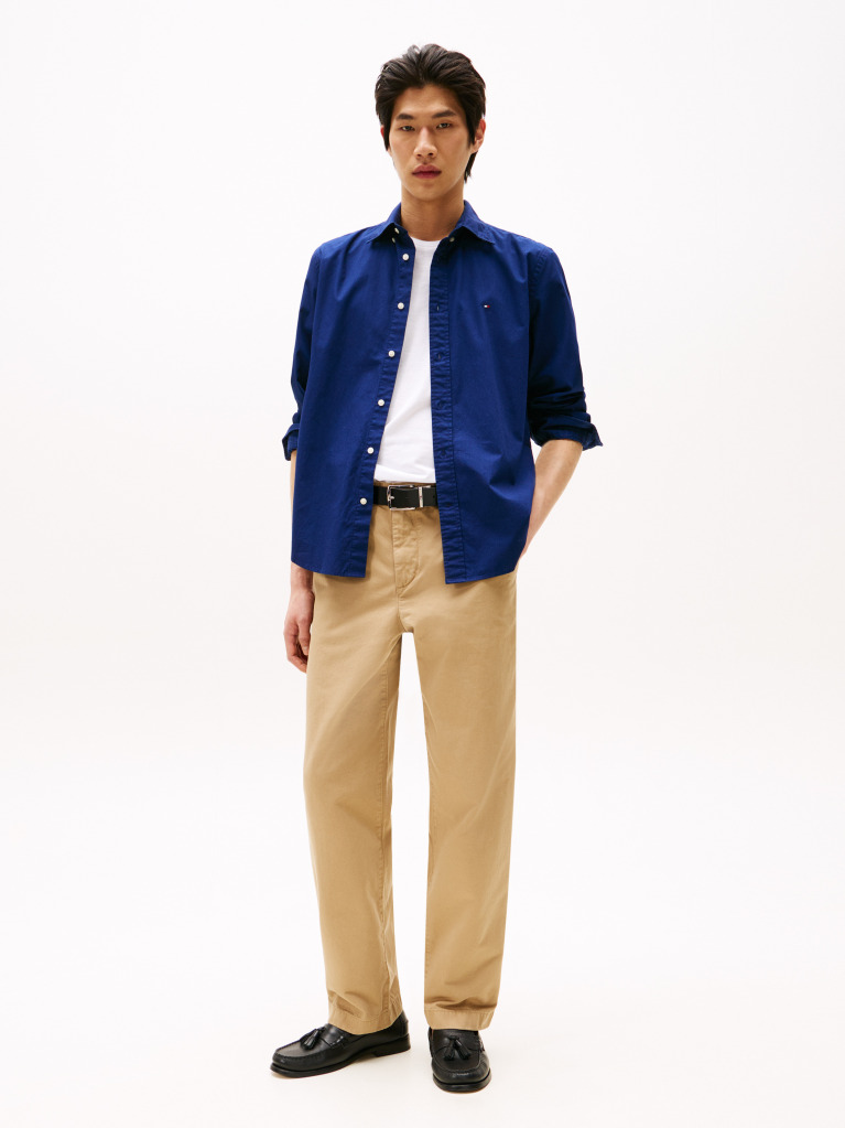 Blue TH Flex Regular Fit Poplin Shirt  Men