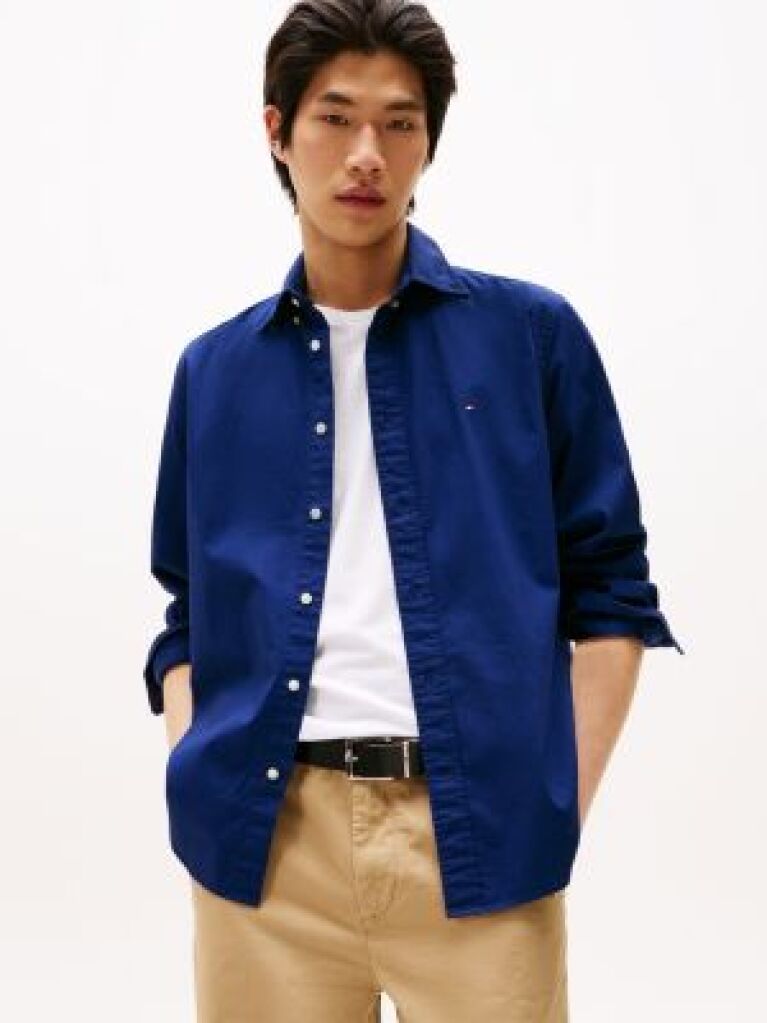 Blue TH Flex Regular Fit Poplin Shirt  Men