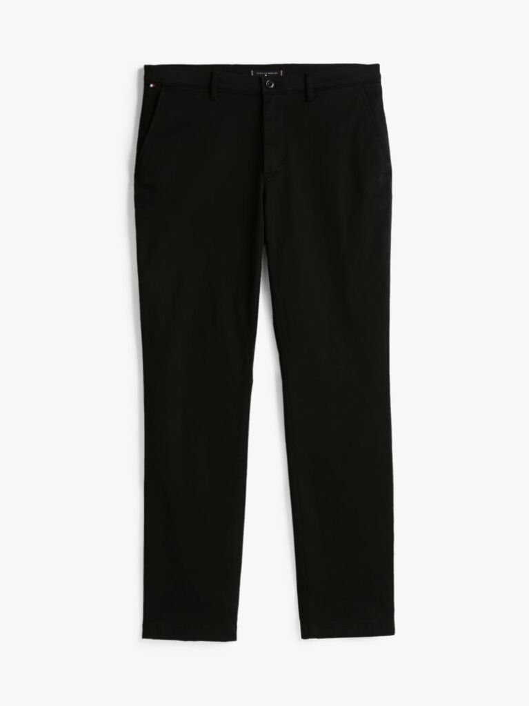 Black Denton Stretch Cotton Straight Chinos  Men