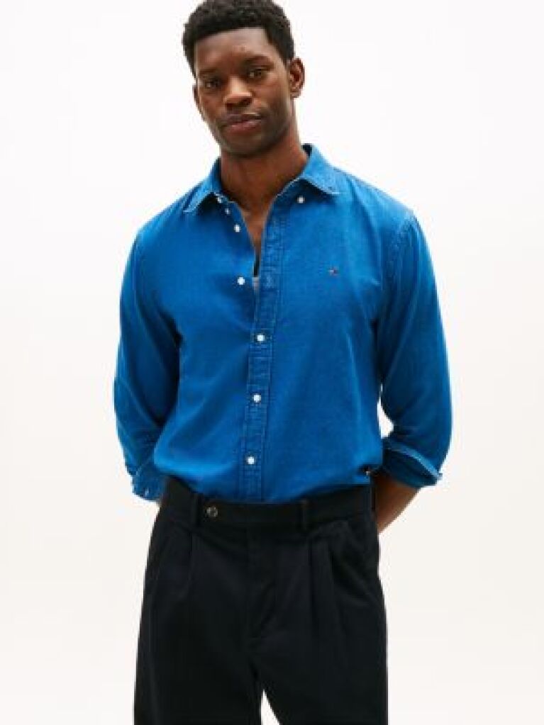 Blue Regular Fit Chambray Shirt  Men
