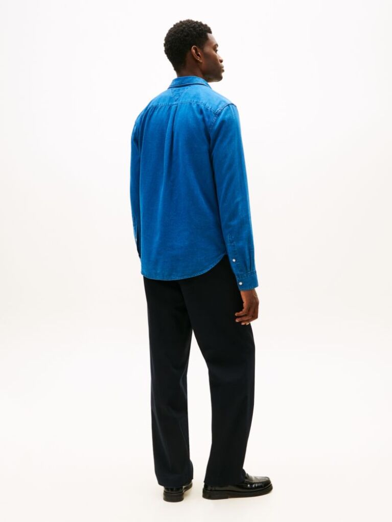 Blue Regular Fit Chambray Shirt  Men