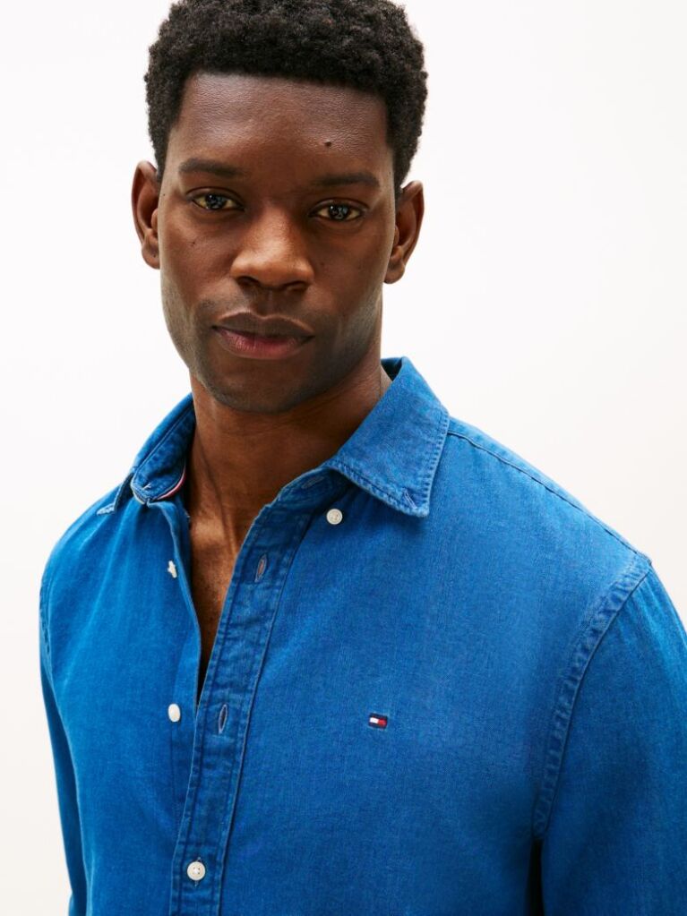 Blue Regular Fit Chambray Shirt  Men