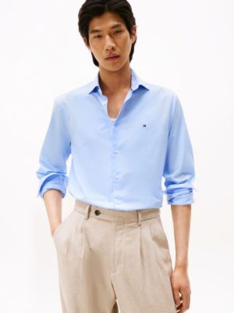 Blue Flex Slim Fit Poplin Shirt  Men