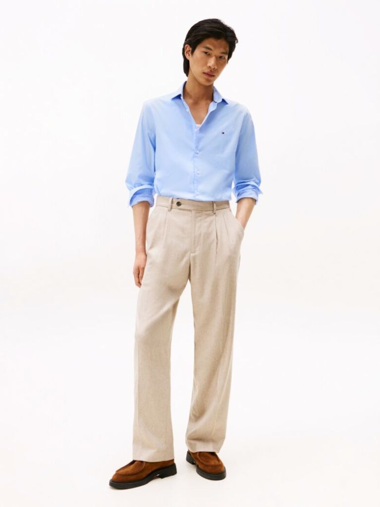 Blue Flex Slim Fit Poplin Shirt  Men