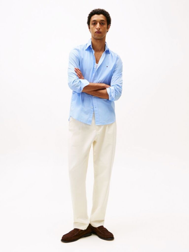 Blue TH Flex Regular Fit Print Shirt  Men