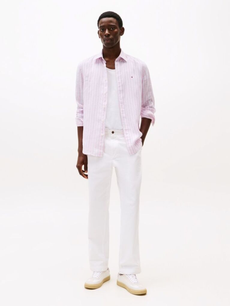 Multi Regular Fit Stripe Linen Shirt  Men