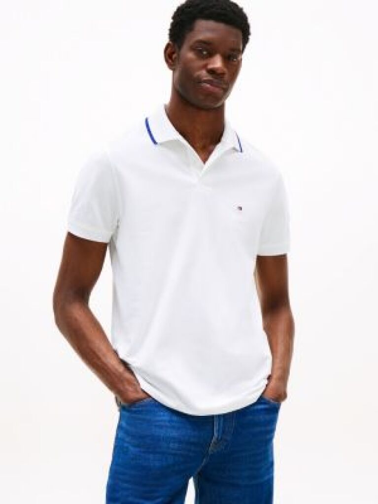 White Performance Tipped Regular Polo  Men