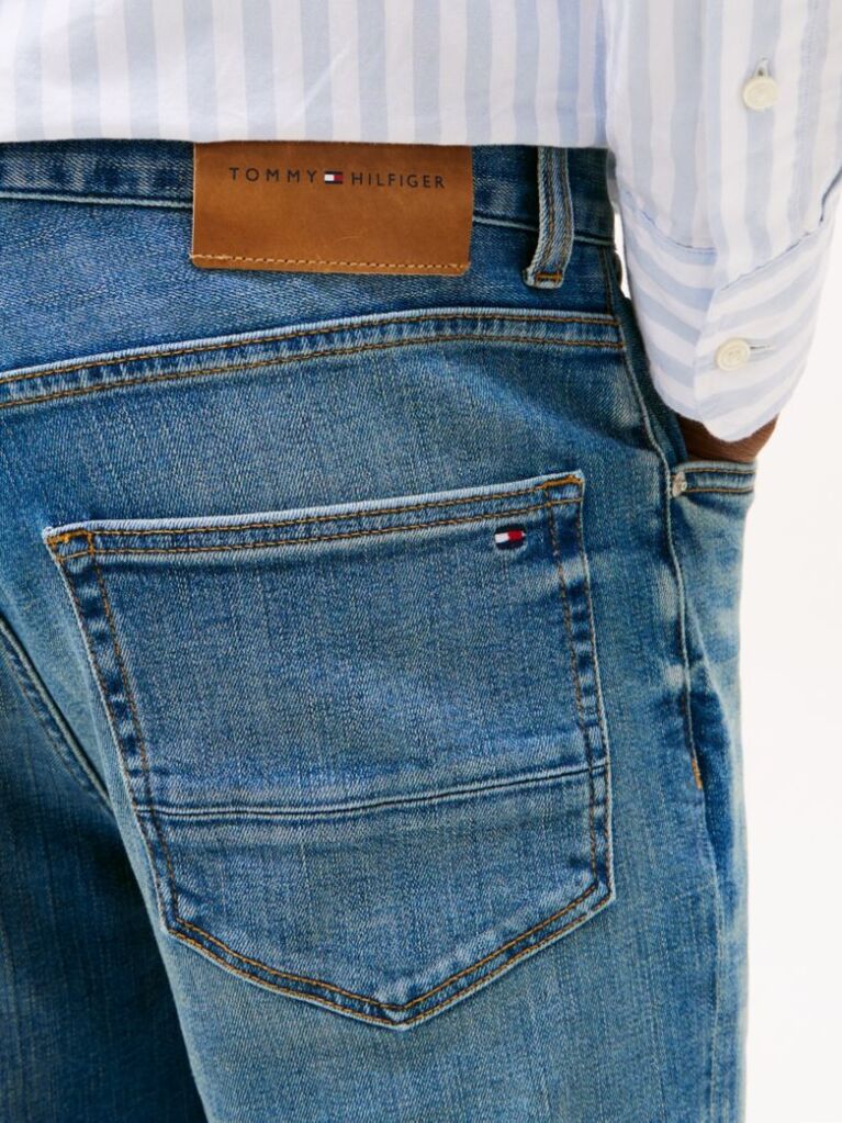 Blue Whiskered Straight Leg Jeans  Men