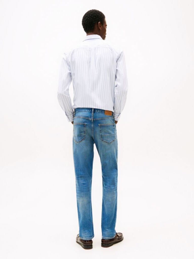 Blue Whiskered Straight Leg Jeans  Men