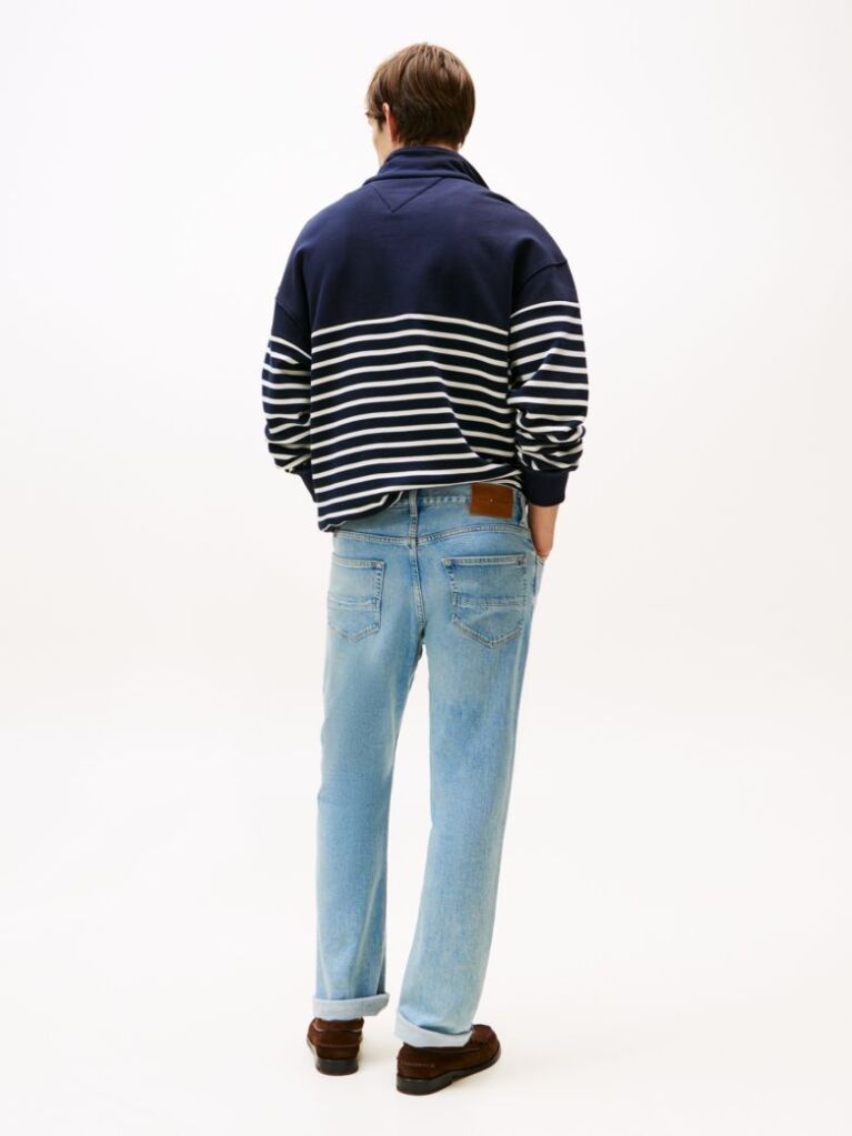 Blue Faded Regular Straight Leg Jeans  Men
