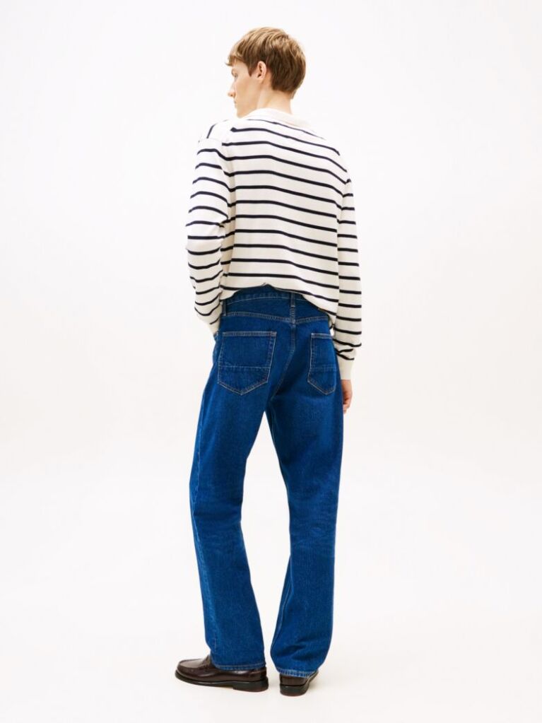 Blue Whiskered Straight Leg Jeans  Men