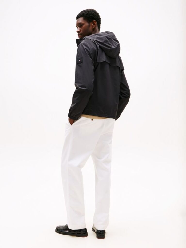 Black Logo Patch Hooded Jacket  Men