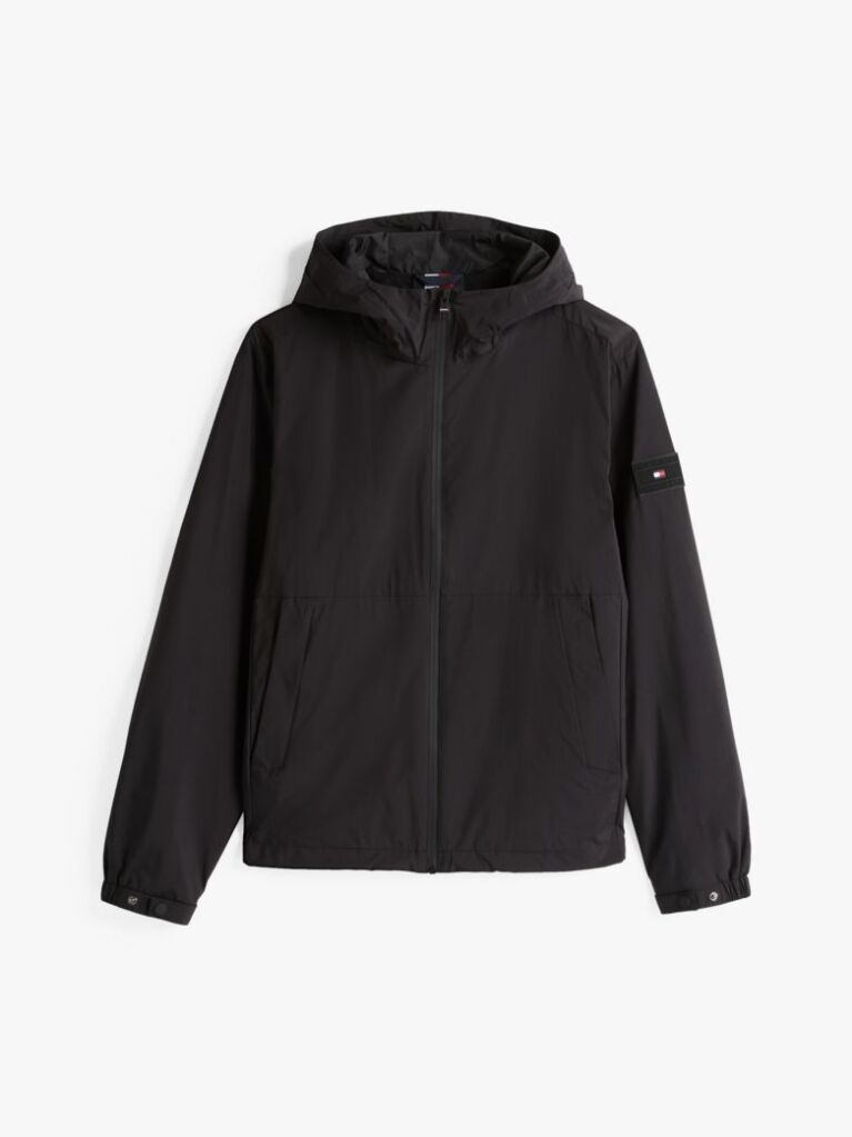 Black Logo Patch Hooded Jacket  Men