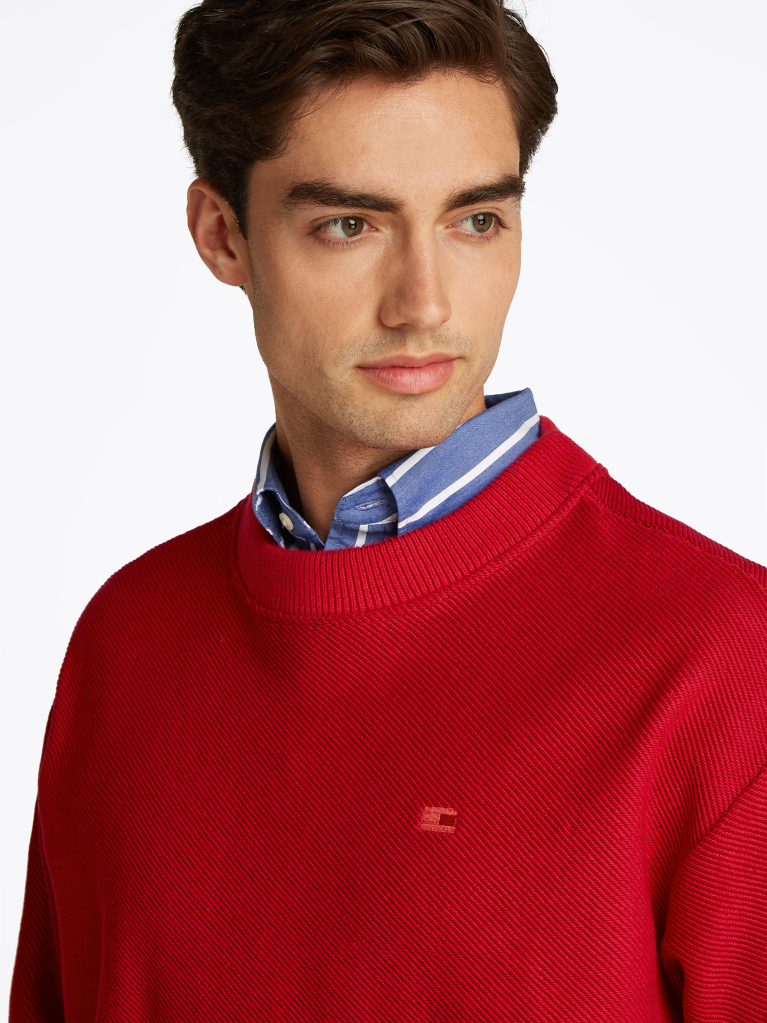 Red Boxy Crew Neck Sweatshirt  Men