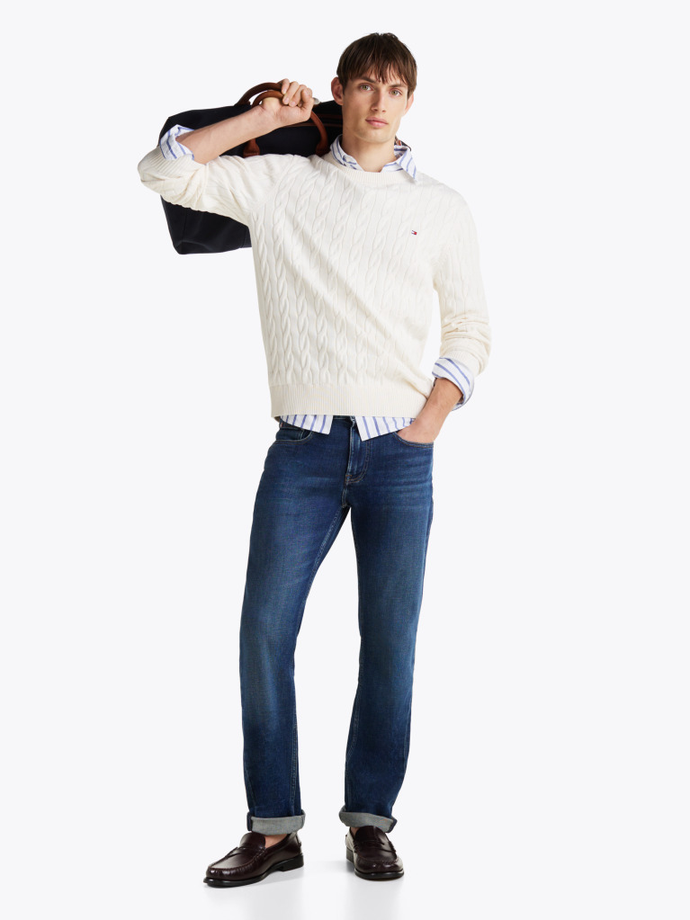 Blue Denton Whiskered Straight Leg Jeans  Men