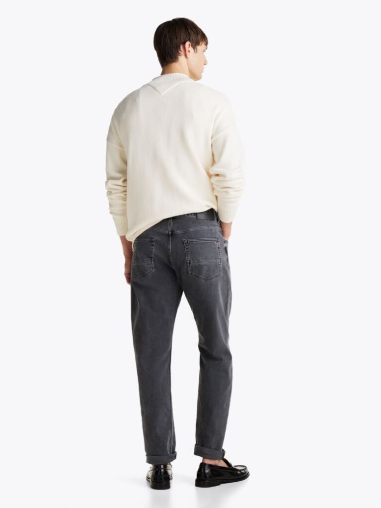 Grey Whiskered Straight Tapered Leg Jeans  Men