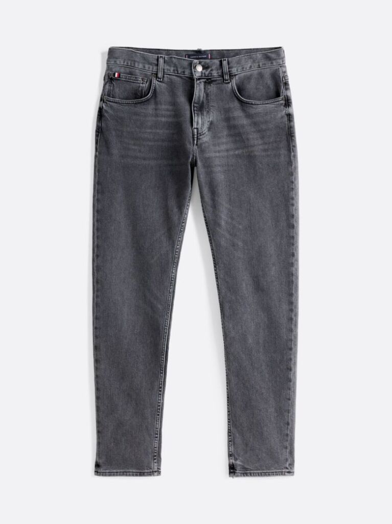 Grey Whiskered Straight Tapered Leg Jeans  Men