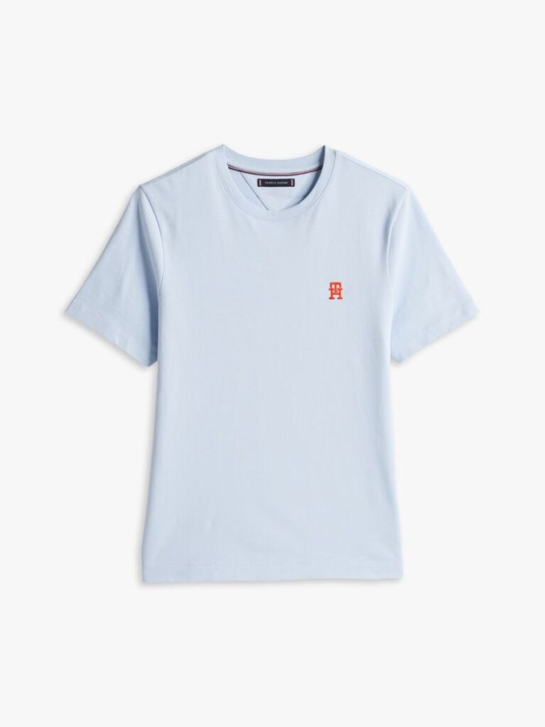 Blue Contrast TH Monogram Embroidery T-Shirt  Men