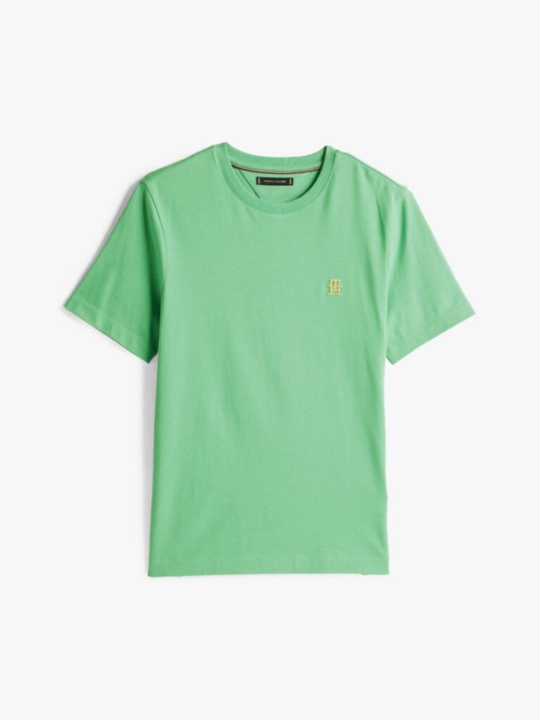 Green Contrast TH Monogram Embroidery T-Shirt  Men