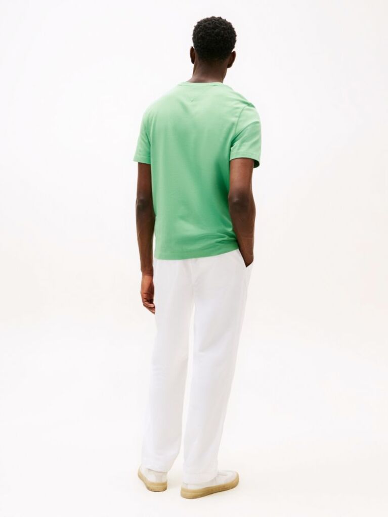 Green Contrast TH Monogram Embroidery T-Shirt  Men