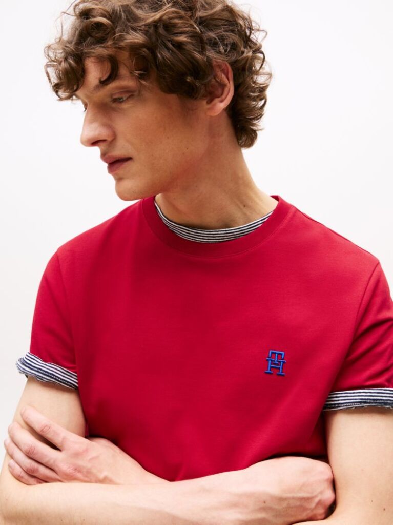 Red Contrast TH Monogram Embroidery T-Shirt  Men