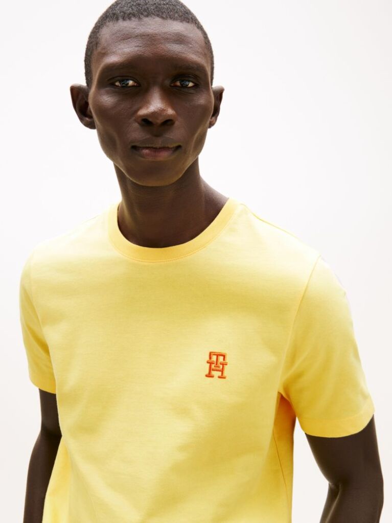 Yellow Contrast TH Monogram Embroidery T-Shirt  Men