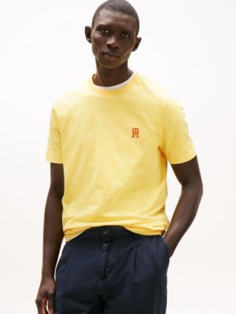Yellow Contrast TH Monogram Embroidery T-Shirt  Men