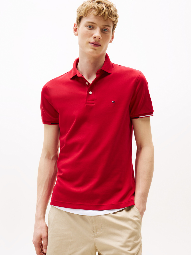 Red Slim Fit Signature Polo Shirt  Men