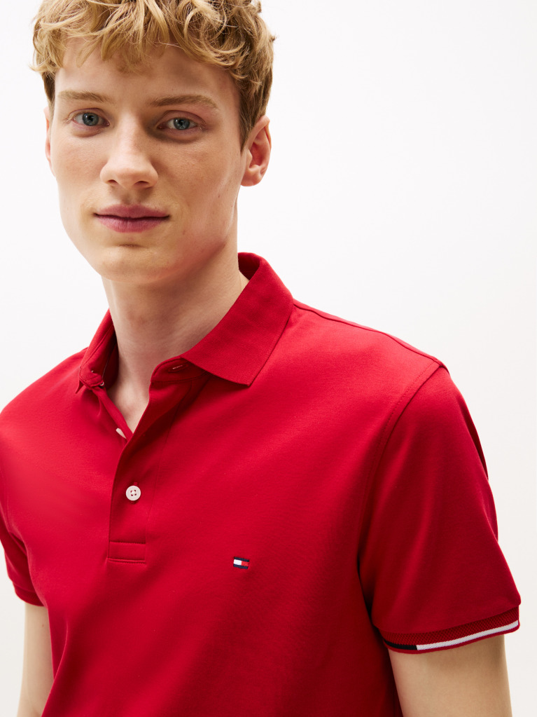 Red Slim Fit Signature Polo Shirt  Men