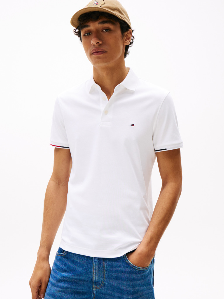 White Slim Fit Signature Polo Shirt  Men