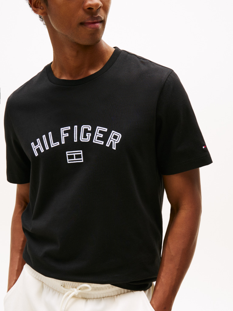 Black Hilfiger Flock Tee  Men
