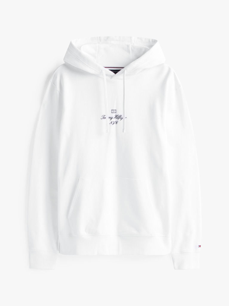 White Outline Flag Logo Hoody  Men