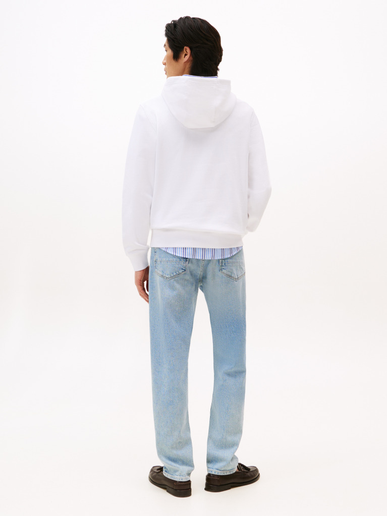 White Outline Flag Logo Hoody  Men