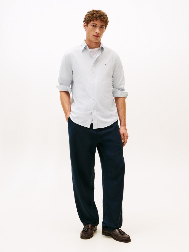 White Performance Print Shirt  Men