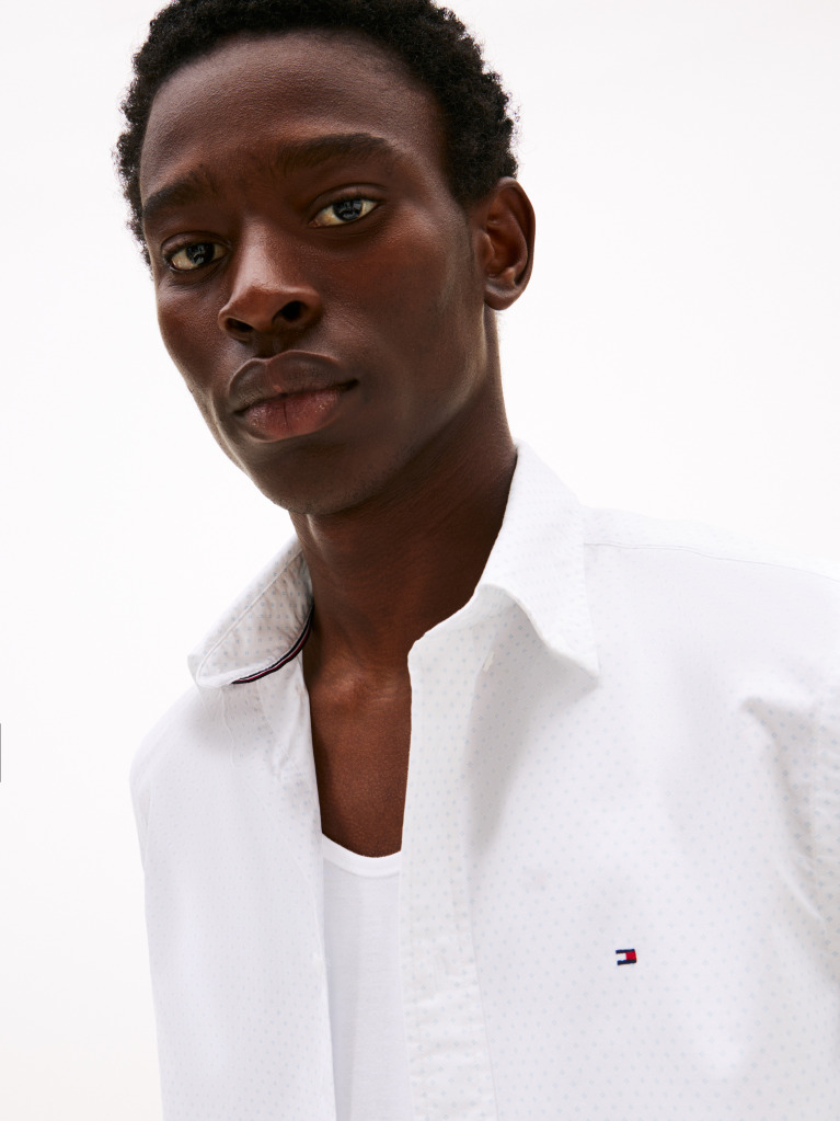 Multi Flex Poplin Fake Solid Shirt  Men