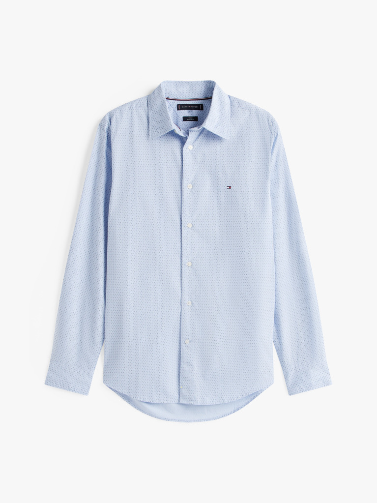Blue Flex Poplin Mini Print Shirt  Men