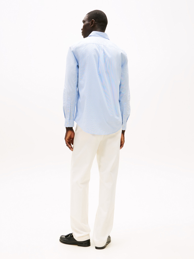 Blue Flex Poplin Mini Print Shirt  Men
