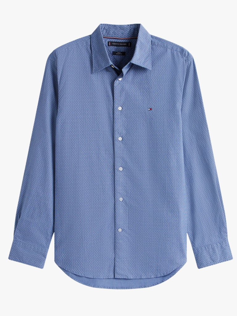 Blue Flex Poplin Mini Print Shirt  Men