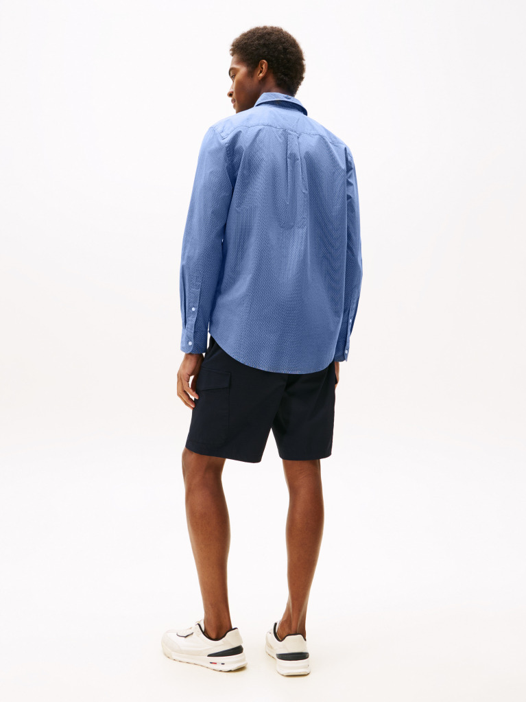 Blue Flex Poplin Mini Print Shirt  Men