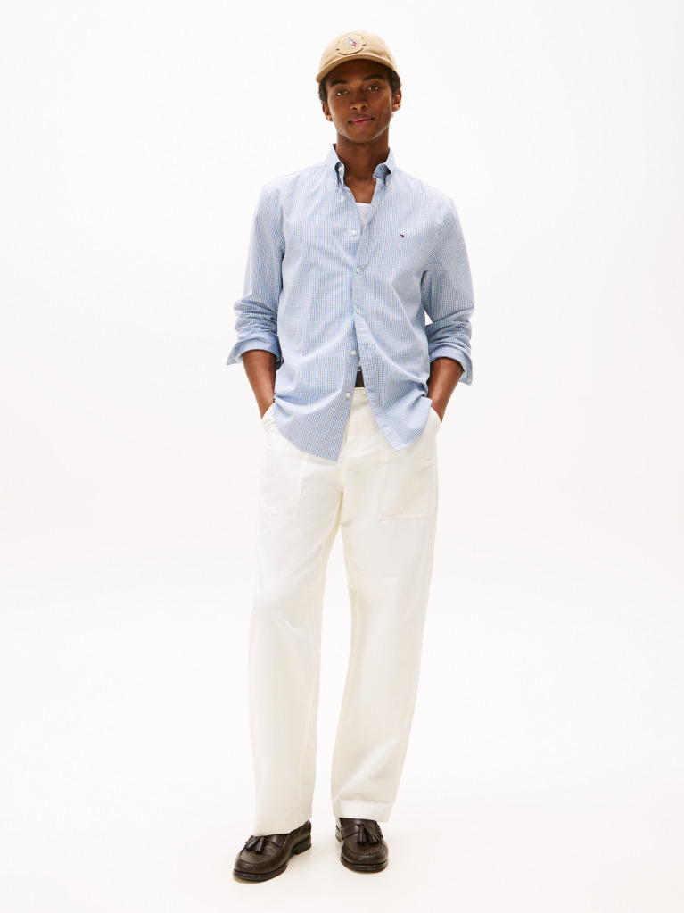 Multi Flex Poplin Small Tartan Shirt  Men