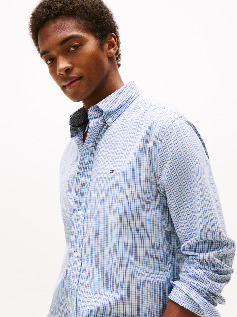 Multi Flex Poplin Small Tartan Shirt  Men