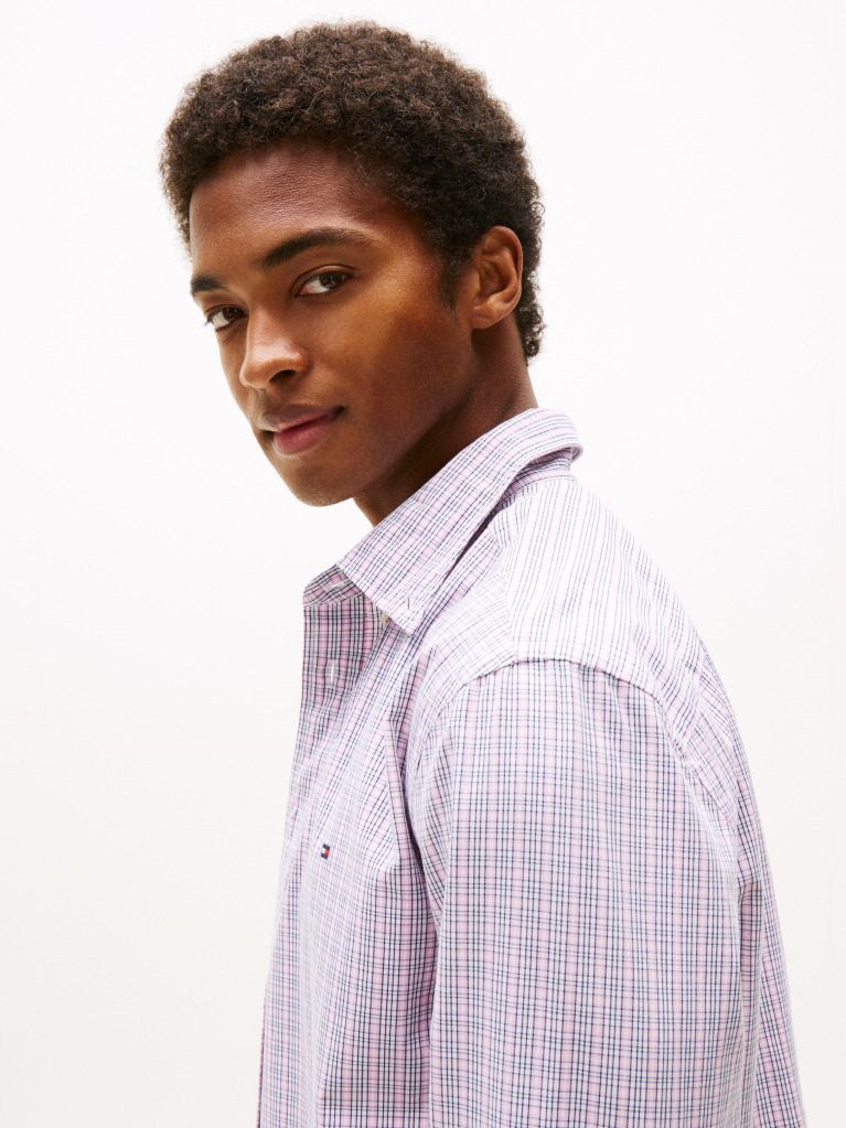 Multi Flex Poplin Small Tartan Shirt  Men